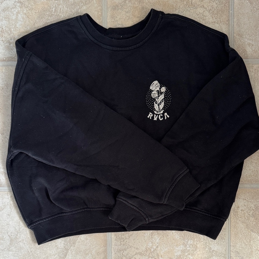 RVCA Black Crewneck Sweater with Graphic